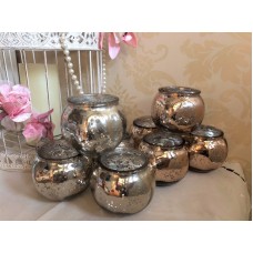 Set of 4 Round Pumpkin Mercury Glass Tea Light Candle Holders Wedding Christmas   122791192119